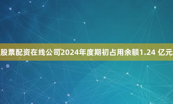 股票配资在线公司2024年度期初占用余额1.24 亿元